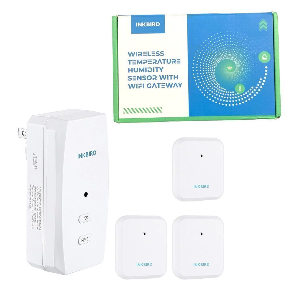 Inkbird Temperature Humidity Sensor With Wi-Fi Gateway Hygrometer 3 Pack